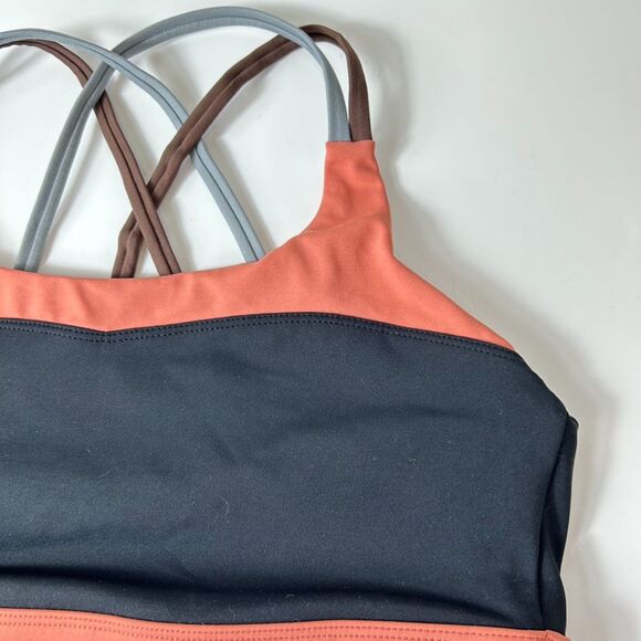 Zyia Active Light N Tight Orange Black Colorblock Strappy Sports Bra Size M - Picture 3 of 11
